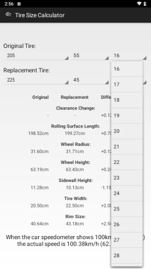 轮胎计算器手机版